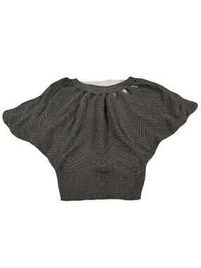 Jessica Simpson Women's Sz. L Batwing Dolman Sleeve Knit Sweater Grey Metallic